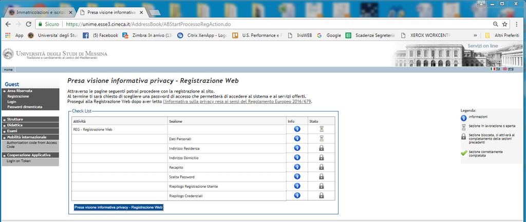 registrazione Per proseguire