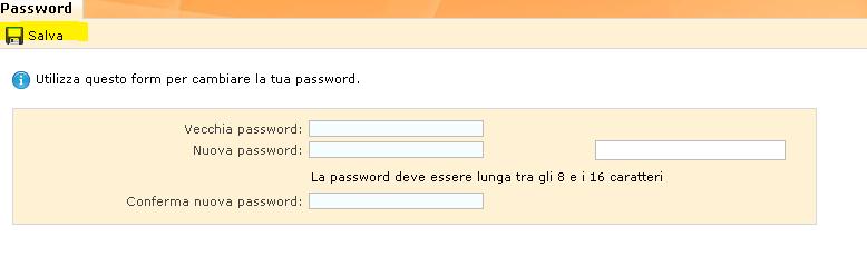 numero di caratteri che dovrà essere compreso tra gli 8 e i 16.