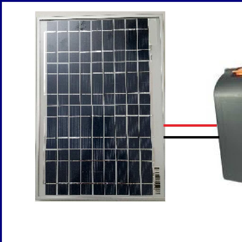 - deviatore manuale di selezione batteria (interna/esterna); - pannello fotovoltaico da 20Watt di potenza, con cavo da 2 metri (prolungabile); (dimensioni pannello 20Watt: 47 x 34,5 x