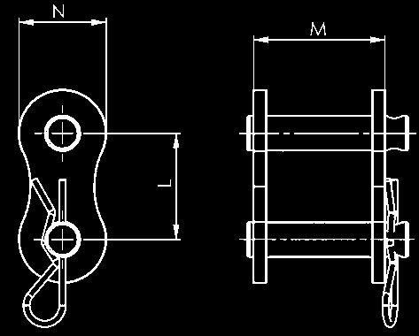 Catena di fissaggio Nr. 6540V Maglia di giunzione con molla a innesto Grandezza L M N Forza di bloccaggio max.