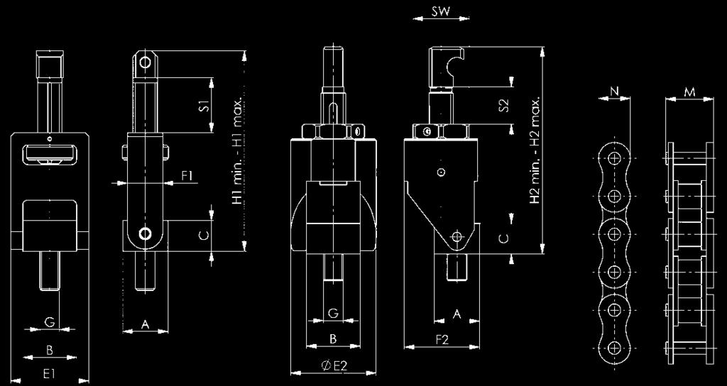 Composto da: - gancio - Set di sicurezza per catena di bloccaggio - piastra di aggancio - 4 sezioni di catena con lunghezze diverse - 4 maglie di giunzione - 6 elementi protettivi in plastica (per la