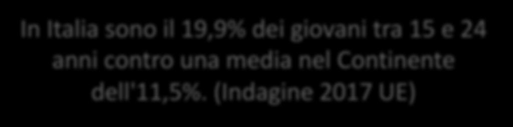 Garanzia Giovani : destinatari I destinatari della misura Garanzia giovani sono i Neet NEET: Not (engaged) in education, employment or training In Italia sono il 19,9%