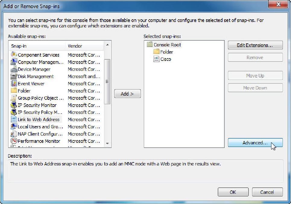 Passo 4 Per aggiungere lo snap-in nella cartella di snap-in,