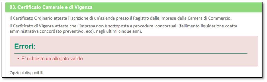 attraverso il campo apposito: In caso di errori il