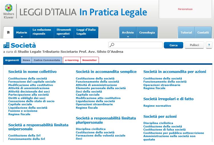 6. L home page del singolo modulo L home page di ogni modulo di Leggi d Italia In Pratica Legale contiene: 1. Nome del modulo 2. Autori 3.