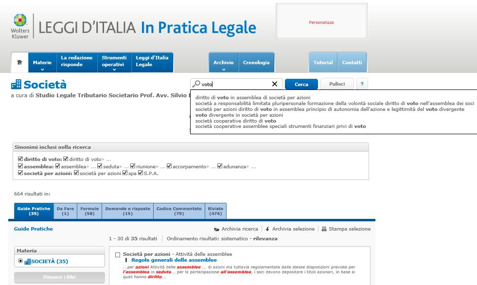 7. La ricerca all interno del singolo modulo 1.