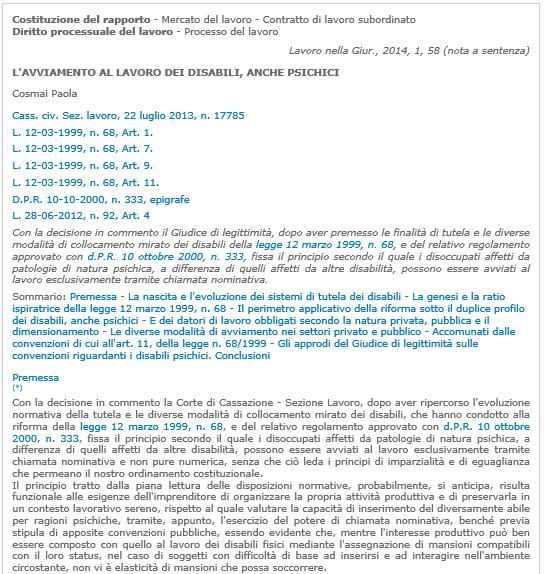 8. I documenti Le riviste L articolo della rivista è riportato in modo integrale: Estremi di pubblicazione