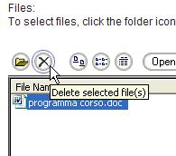 Per eliminare un file allegato, selezionarlo e fare clic sull icona con la X.