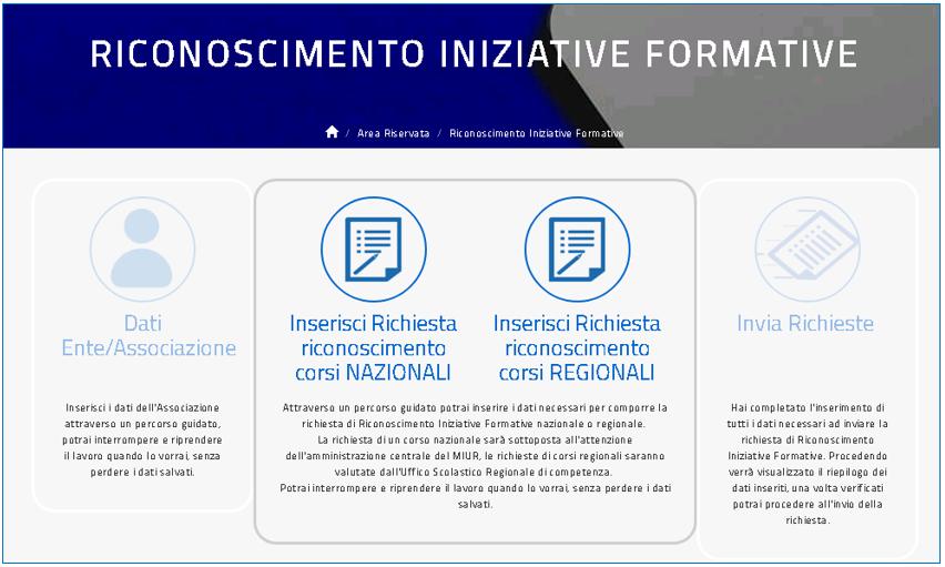 INSERISCI RICHIESTA RICONOSCIMENTO CORSI quindi il