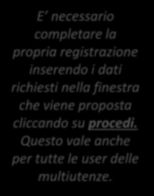 dati richiesti nella finestra che viene proposta cliccando