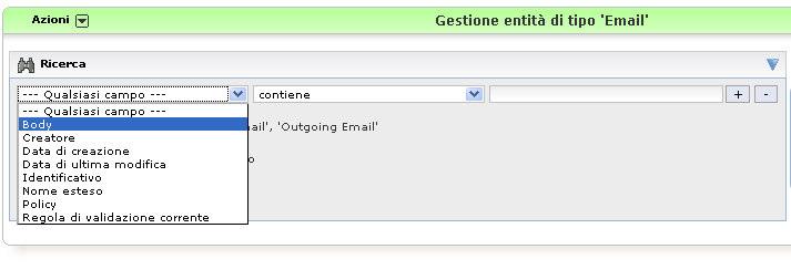 2.2.2 Archivio Personale Email Selezionando sul menù la voce PEC > Archivio Personale Email si accede a una maschera per la consultazione delle email archiviate.