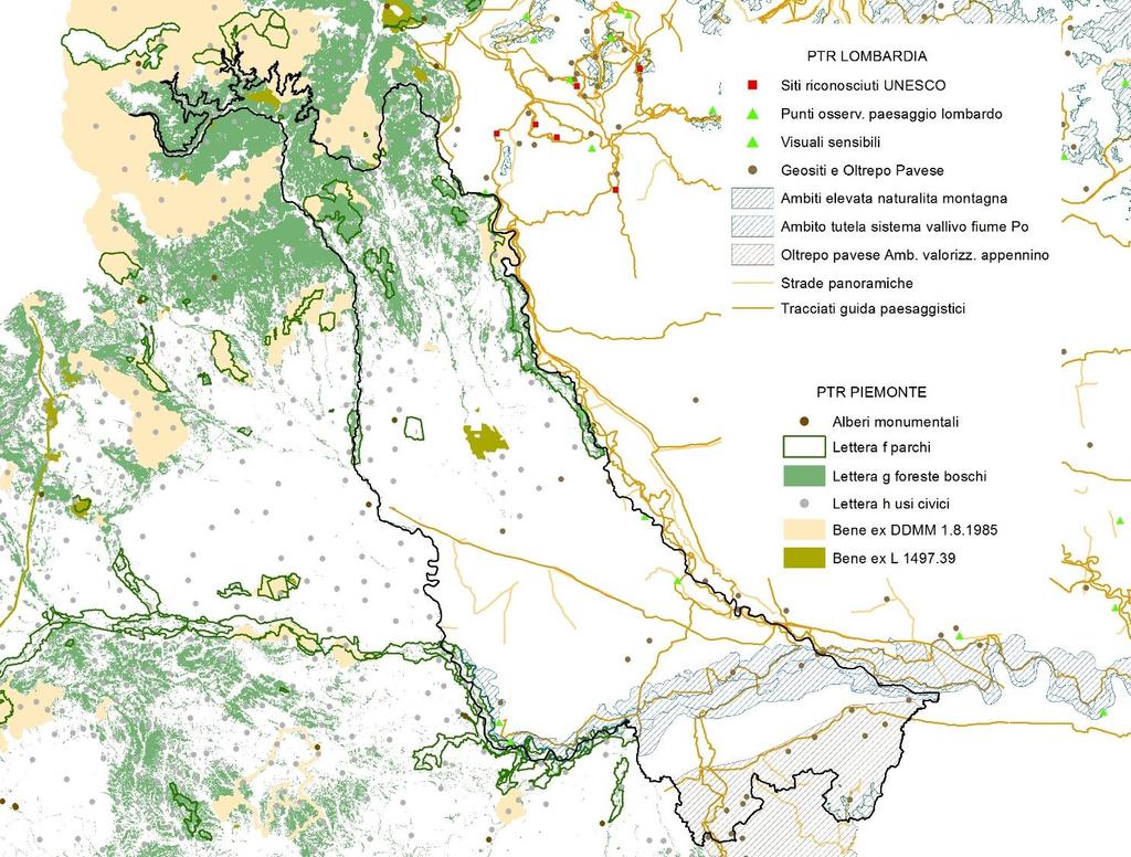 Con riferimento agli elementi che compongono il Piano Territoriale Regionale, il territorio consortile vede coinvolti differenti elementi a seconda che ci si trovi in territorio