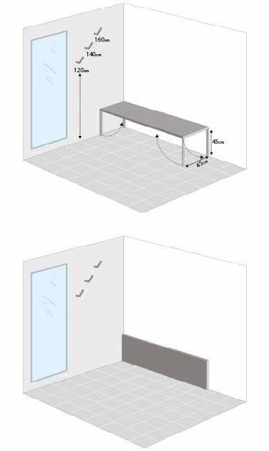 Linee Guida per il Commercio Soluzioni per l accessibilità Ufficio Benessere Ambientale CAMERINO DI PROVA Specchio a figura intera Appendiabiti ad altezze differenziate