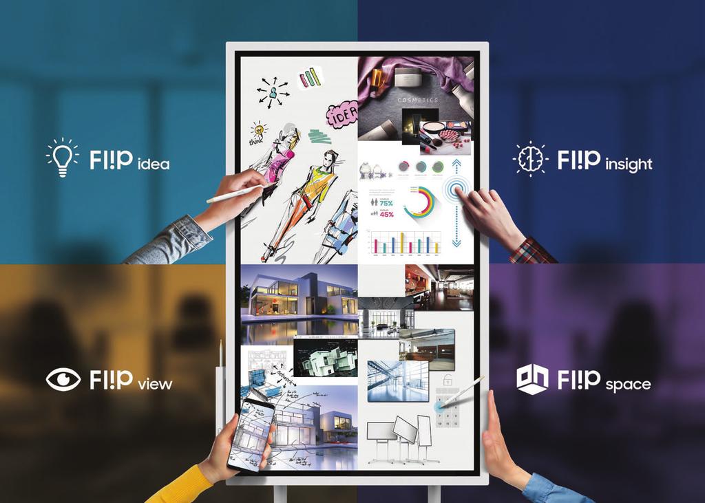 Il miglior strumento interattivo per collaborare Samsung Flip è ideale per business flessibili, per creare, sviluppare idee e monitorare progetti.