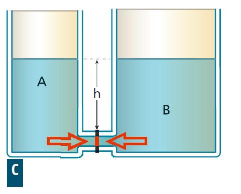 S Quindi la superficie S è spinta verso destra: si ha così un flusso di liquido dal recipiente in cui il liquido ha un altezza maggiore verso l altro Soltanto quando la quota del