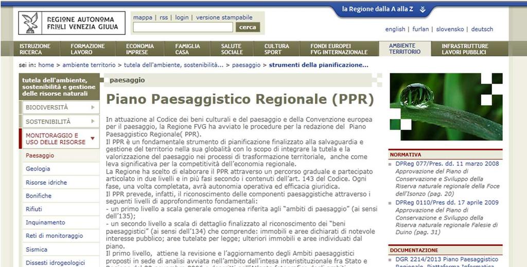 Il PIANO PAESAGGISTICO http://www.