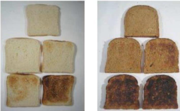 L immagine a sinistra mostra pane di farina di frumento in cassetta; l immagine a destra mostra pane di grano e segale.