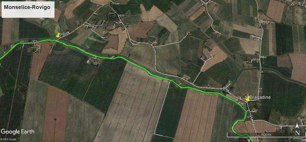 e continuiamo per 3km su questa strada, una volta argine vero e proprio, non molto trafficata; 1,2km e