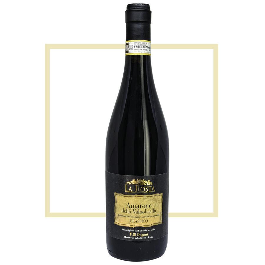 AMARONE DELLA VALPOLICELLA DOC LA ROSTA L Amarone è un vino nobile prodotto dai migliori grappoli, raccolti a mano e poi posti ad appassire in appositi plateaux per 3-4 mesi.