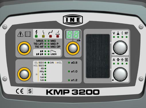 KMP 3200 - KMP 5000 Generatore ad inverter di corrente continua DC con trainafilo separato, impiegabile per la saldatura MIG/MAG sinergica pulsata e doppio pulsata di acciaio, leghe ferrose e