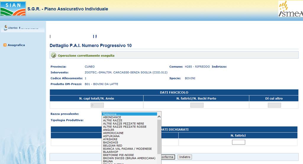 Figura 175a Tasto: Conferma i dati immessi sono inseriti nel DB e per i