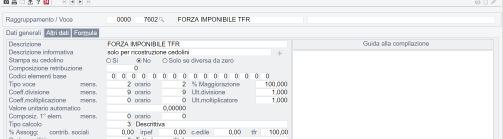 Voce di forzatura per imponibile TFR: