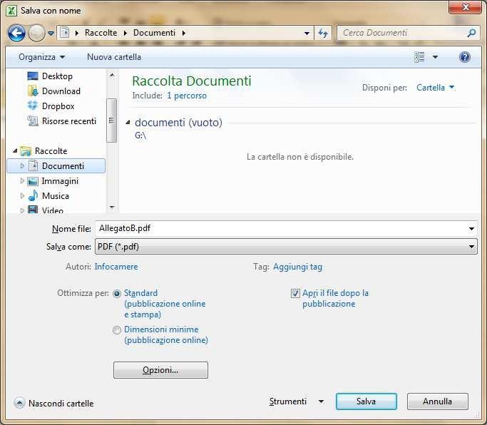 Conversione con Microsoft Office (versione 2007 e successive) Aprire il file con Microsoft Excel Dal menu File in alto selezionare l opzione Salva con nome Nella finestra