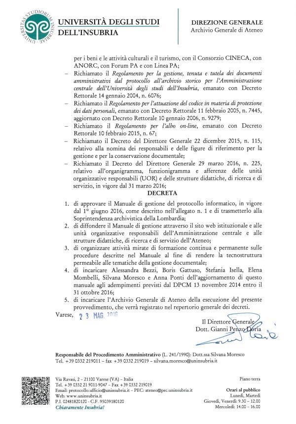 Il manuale DDG 23 maggio 2016, n.