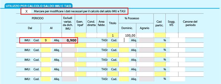 3) selezionare, per i terreni interessati dalla scadenza del 26/1/2015, il nuovo campo Terreno non più esente presente nella sezione CALCOLO SALDO IMU.