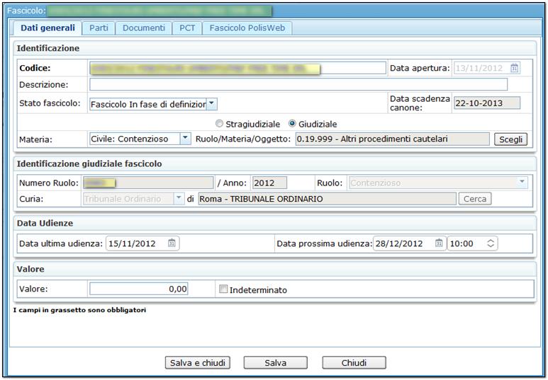 I dati importati da PolisWeb Tramite l importazione di un fascicolo PolisWeb, sono compilati in modo automatico alcuni campi della scheda Dati generali del fascicolo Quadra.