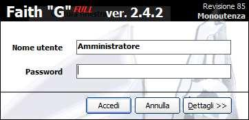 l ultimo utente utilizzato; nella versione Dimostrativa troverete Amministratore ; PASSWORD: inserire la