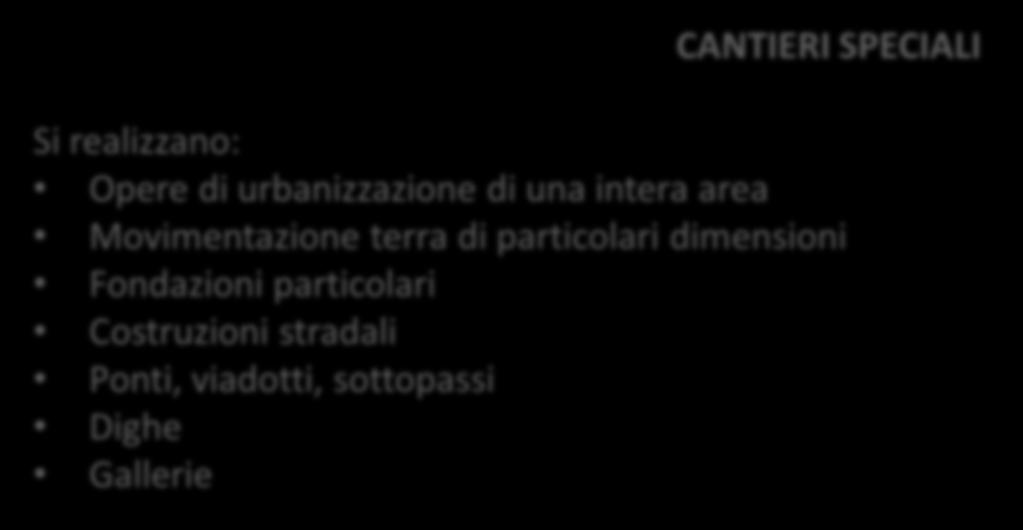 rinterri, spianamenti Montaggio e smontaggio di prefabbricati, semilavorati, impalcature CANTIERI SPECIALI Si realizzano: Opere di