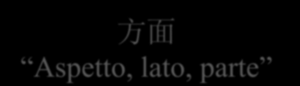 方面 Aspetto, lato, parte Usato spesso nella locuzione: 一方面, 另一方面 Da un lato..., dall altro.