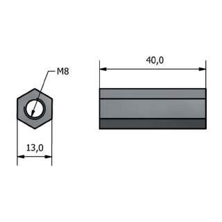 DISTANZIATORE FF M8x40 R1040 acciaio zincato NOTE Per ancorare i bracci di