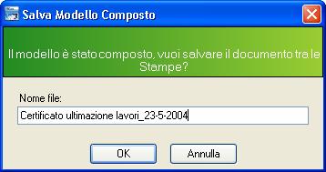 2 Salvataggio dei Documenti Dopo aver sostituito le variabili, il modello composto è diventato un documento tecnico completo di tutte le voci.