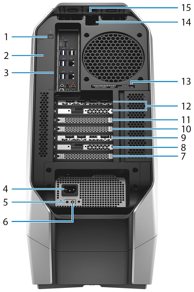 Parte posteriore 1 Pulsante di I/O indicatore di accessibilità posteriore Premere per illuminare le porte del pannello posteriore.