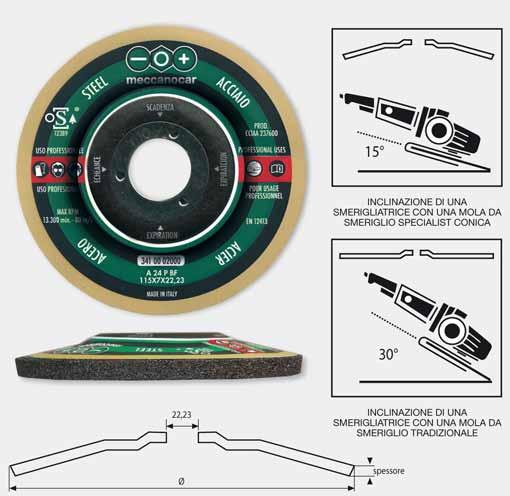 Mole abrasive da smeriglio Specialist Coniche Dischi abrasivi conici rinforzati per la smerigliatura. Da impiegare su ferro, e acciai.