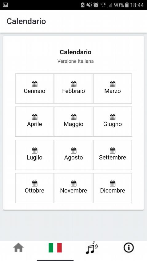 4.2 Calendario Accessibile tramite l icona della bandiera nazionale, L utilizzo è molto semplice: toccando il nome del mese o l icona del calendario si apre un menù con i giorni del mese selezionato,