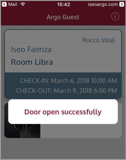 Per aprire la porta premere l immagine con il nome della porta e l icona. Argo Guest automaticamente mostra le porte alle quali hai accesso.