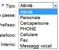 obbligatorio) Codice Paese Prefisso Telefono (campo obbligatorio) Interno Flag