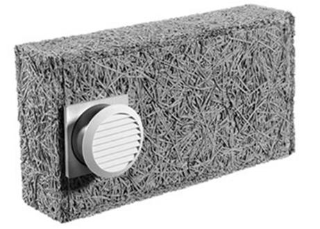 Silenziatore per fori di ventilazione Il silenziatore per fori di ventilazione composto da elementi isolanti esterni in lana di legno di abete mineralizzata