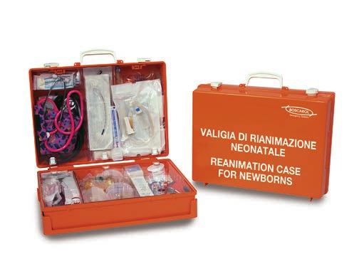 endrotracheali, sfigmomanometro con bracciale pediatrico, stetoscopio standard, penna diagnostica, 5 siringhe sterili monouso, 2 deflussori per infusione, 6 aghi sterili a farfalla, telo