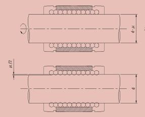 Precarico Quando viene richiesto un precarico () si consiglia di impiegare un albero di scorrimento di differente diametro (d) rispetto a quello campione di regolazione del gioco zero (sul quale il