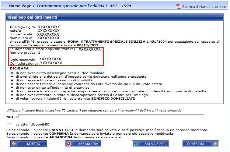 Come si può notare, la definizione dei dati del sindacato viene effettuata mediante la consultazione di due menu a discesa, il secondo dei quali è popolato in base alla scelta del primo campo (sigla