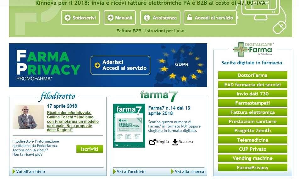 Dopo aver effettuato l accesso all area riservata del sito, cliccare su Aderisci/Accedi al servizio nel banner FarmaPrivacy o sul pulsante