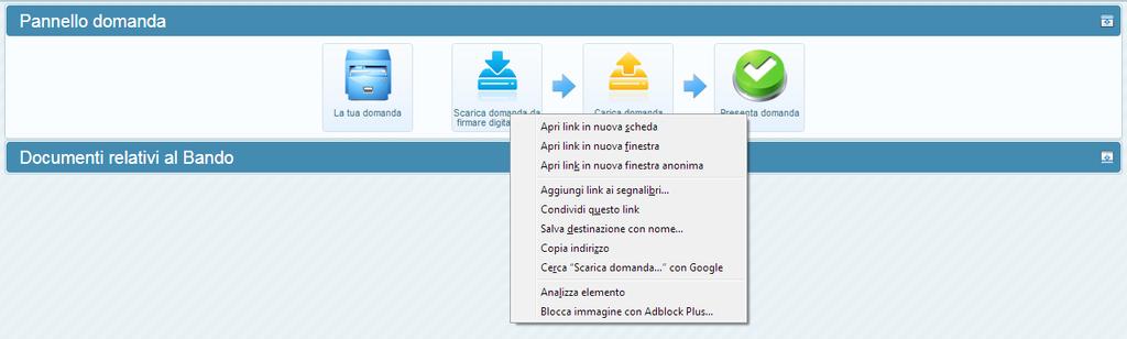 Salvataggio del file Internet Explorer > Premere sulla voce Salva oggetto con nome Mozilla Firefox > Premere sulla voce Salva destinazione con nome Google