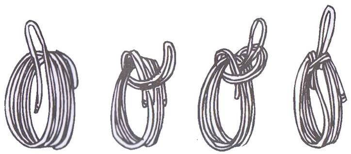 Trasporto delle corde Per trasportare una corda a tracolla o nello zaino, avvolgetela e poi