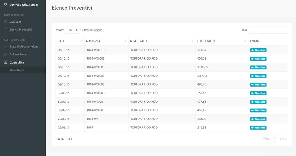 6.2 DEBIT NOTE E possibile scaricare le debit notes dal menu principale alla voce Contabilità -> Debit Notes.