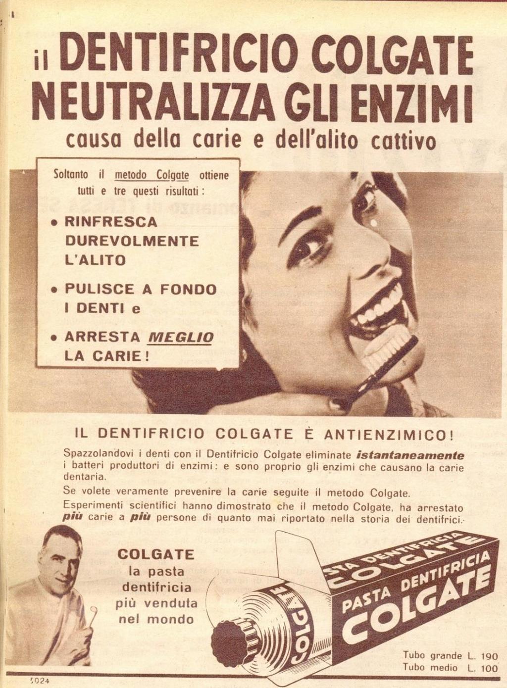 1952 Annuncio stampa Dentifricio Colgate Consumer benefits (la promessa)