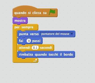 6 MINIPROGETTO 5 NUOTA PESCIOLINO QUANDO CLICCHI SU BANDIERINA VERDE pesciolino prima appare (MOSTRA), poi di continuo (PER SEMPRE).